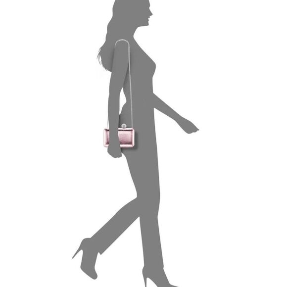 ✨ NINA ✨ NEW! Kimberly Minaudière Crystal Clasp Metallic Clutch - [ Light Pink] - Picture 5 of 12